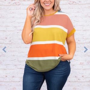 2XL women multi colored top. Great condition.